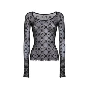 Marine Serre Women Black Monogram Mesh Long-Sleeved Top
